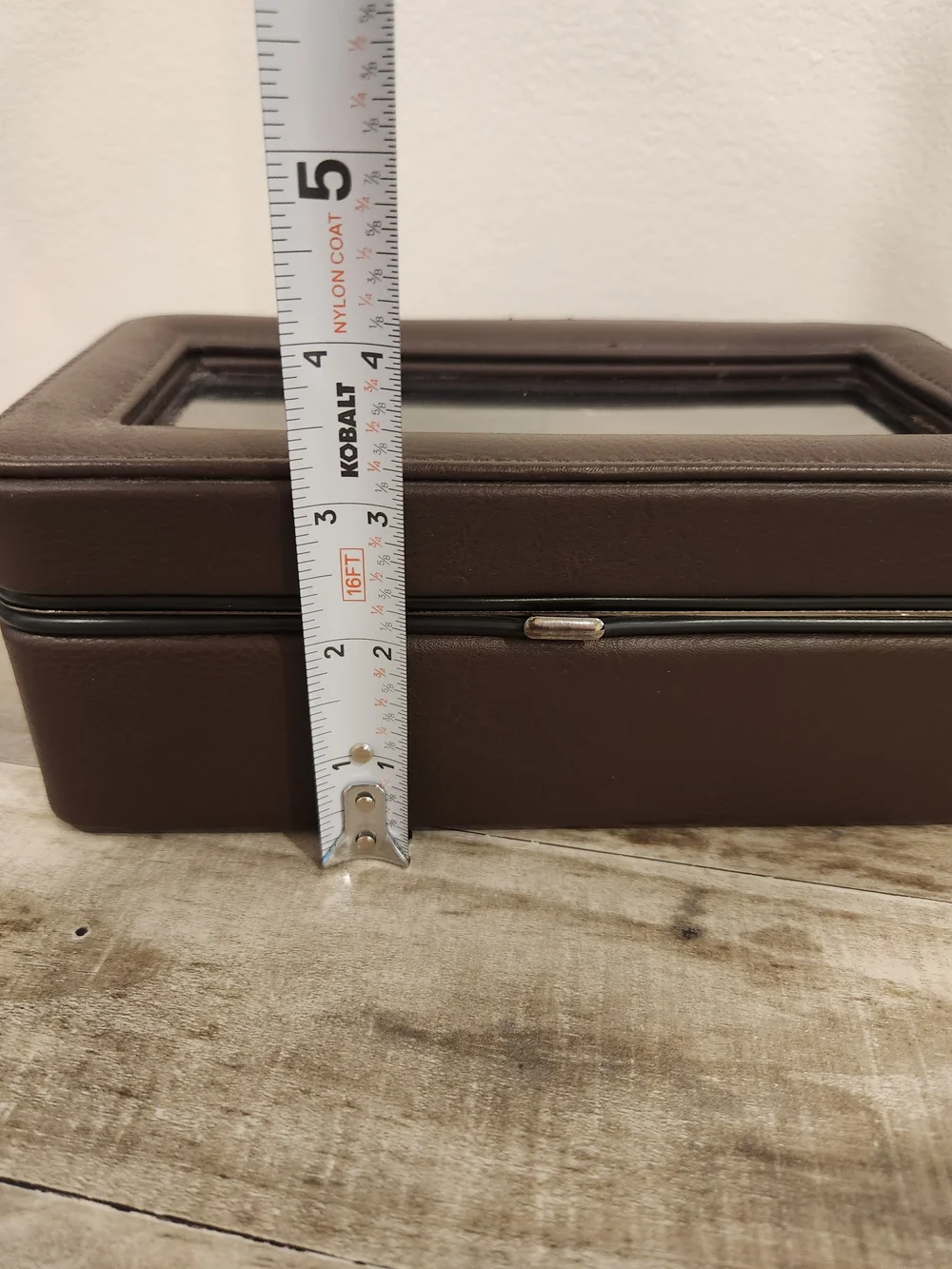 Brown Velvet-Lined Watch Organizer Box